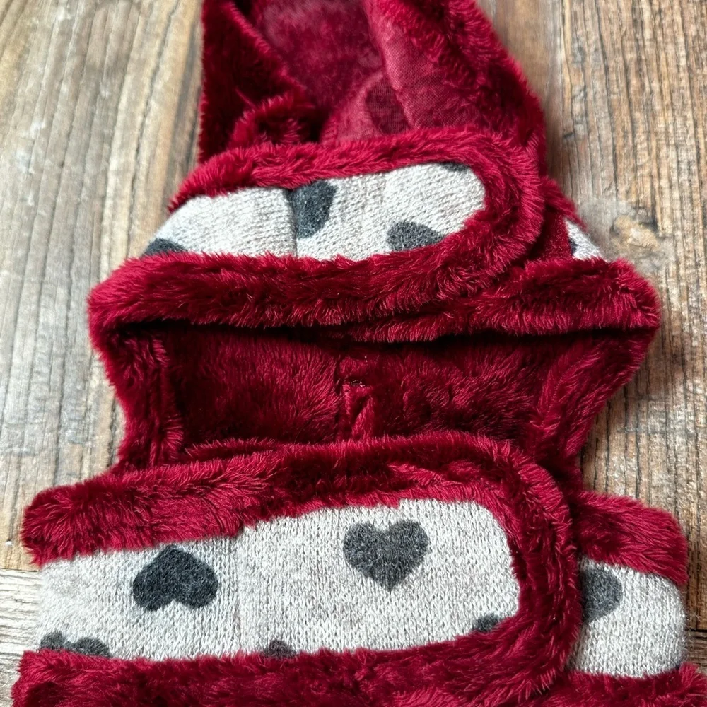 Red and brown Heart Patterned Dog Hoodie